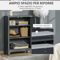 EASYCOMFORT  Mobiletto Multiuso a 2 Ante Stile Industriale, Armadietto Metallico per Casa e Garage - Grigio