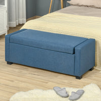 EASYCOMFORT  Panca Fondoletto con Vano Contenitore in Tessuto, 120x50x44cm - Blu