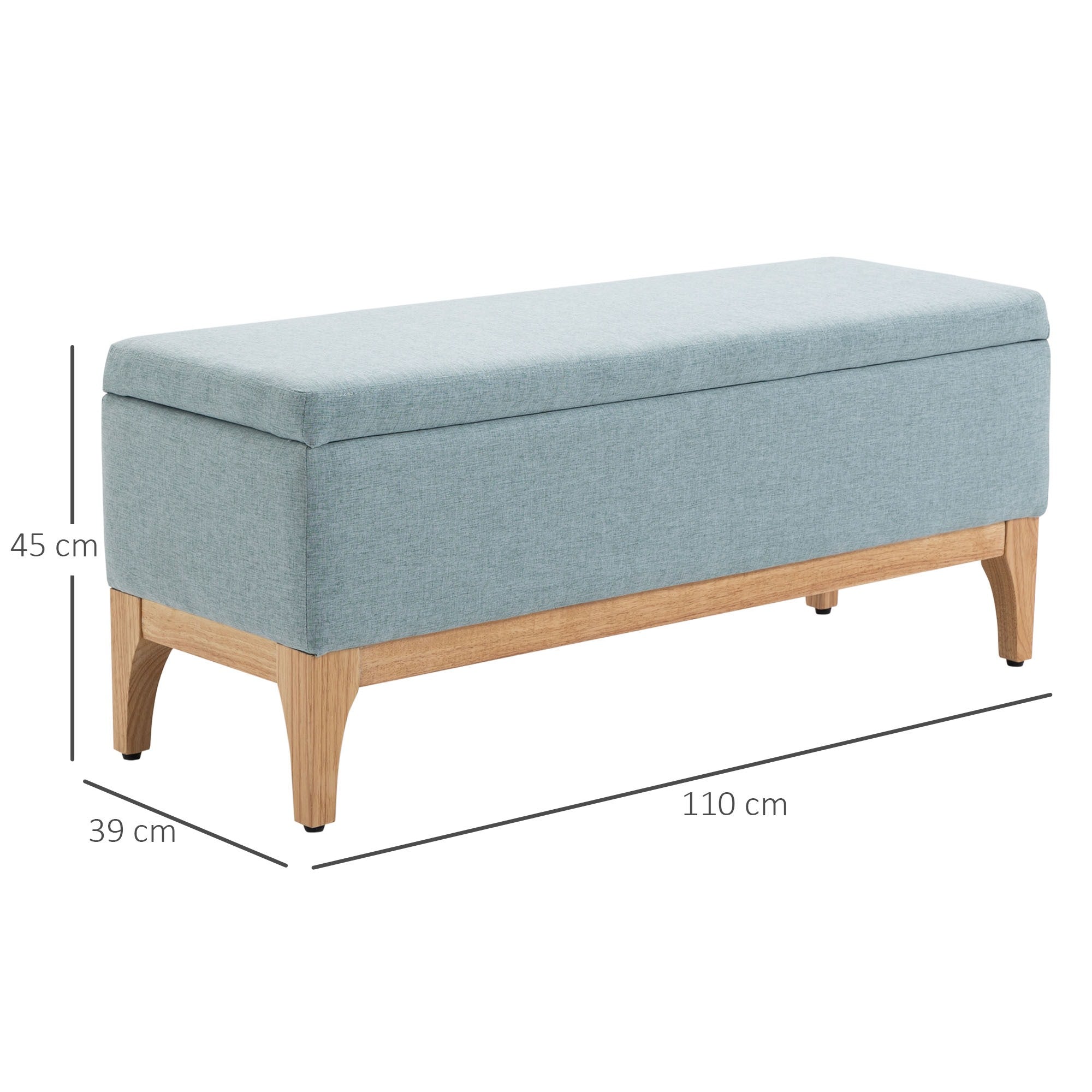 EASYCOMFORT  Panca Imbottita Contenitore in Tessuto Effetto Lino Design Scandinavo - Azzurro