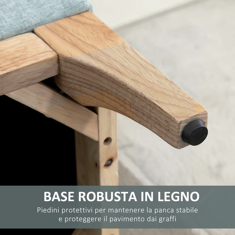 EASYCOMFORT  Panca Imbottita Contenitore in Tessuto Effetto Lino Design Scandinavo - Azzurro