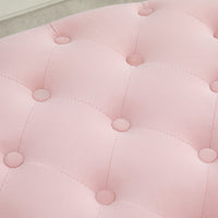 Pouf Contenitore Ovale Imbottito 71x52x42 cm in Velluto Rosa