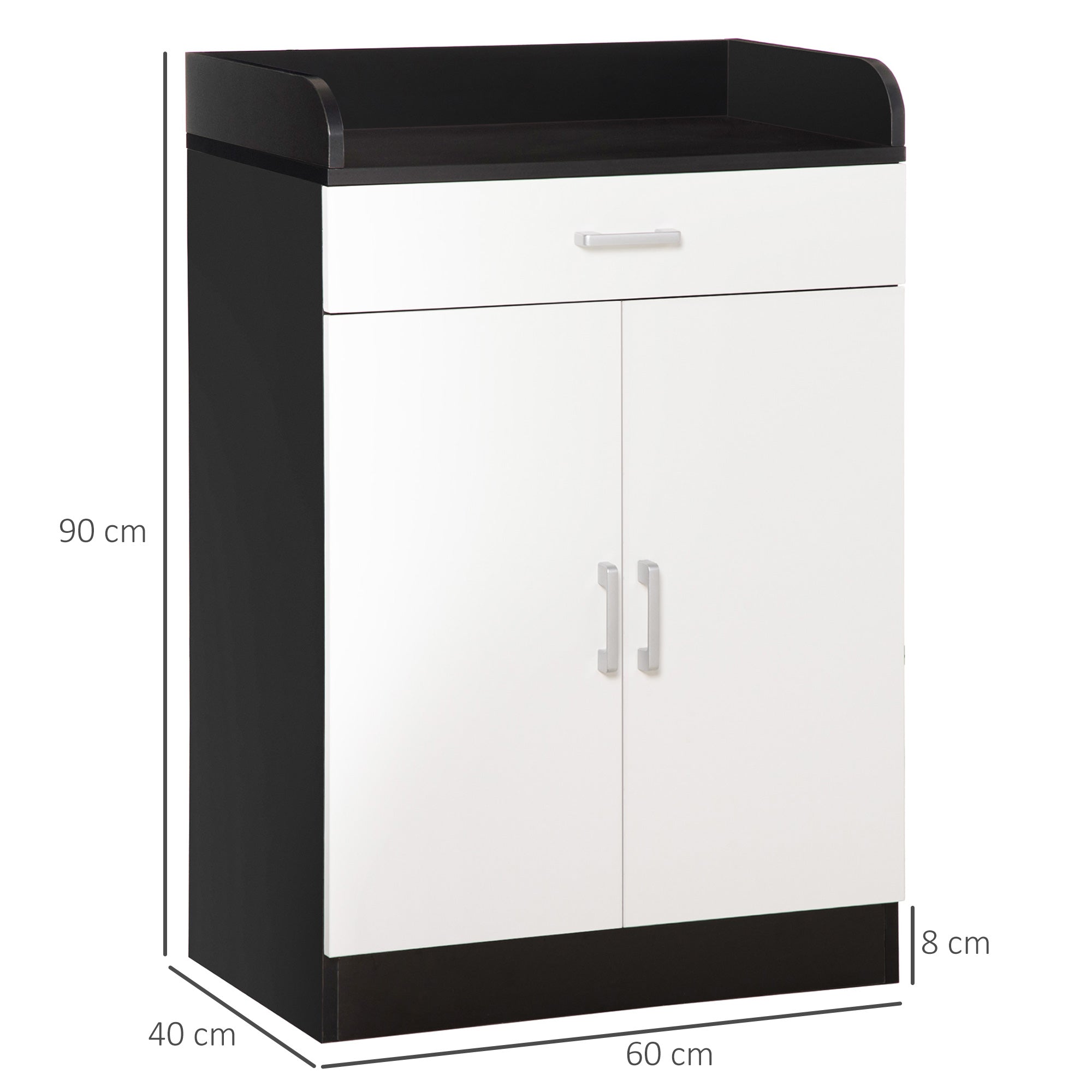 EASYCOMFORT  Mobiletto con Cassetto e Ripiano Regolabile per Cucina, Soggiorno e Anticamera, in MDF, 60x40x90cm, Bianco e Nero