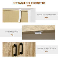 EASYCOMFORT  Mobiletto Multiuso per Ingresso e Soggiorno, Armadietto 2 Ante con Mensola Regolabile in MDF, 62x40x77cm, Bianco e Legno