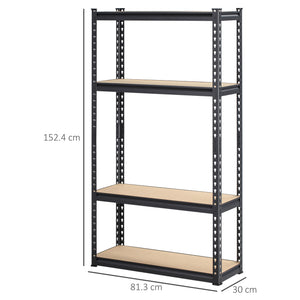 EasyComfort Scaffalatura Industriale a 4 Livelli in MDF e Acciaio con Ripiani Aperti e Regolabili, 81.3x30x152.4 cm