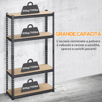 EasyComfort Scaffalatura Industriale a 4 Livelli in MDF e Acciaio con Ripiani Aperti e Regolabili, 81.3x30x152.4 cm