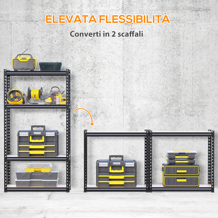 EasyComfort Scaffalatura Industriale a 4 Livelli in MDF e Acciaio con Ripiani Aperti e Regolabili, 81.3x30x152.4 cm