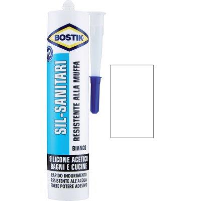 Silicone acetico sil sanitari bostik bianco ral 9010 ml 280 (24 pezzi) Bostik 