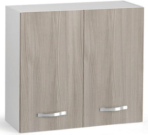 Pensile Cucina Componibile Legno Nobilitato 2 Ante 80x30x72H Bianco e Olmo