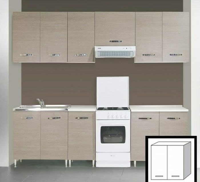 Pensile Cucina Componibile Legno Nobilitato 2 Ante 80x30x72H Bianco e Olmo