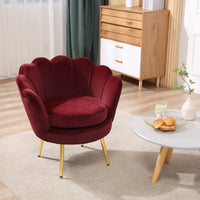 EASYCOMFORT  Poltrona Vintage di Design in Velluto Rosso Scuro, Poltroncina da Camera con Schienale Alto 76x67x74cm