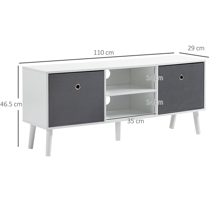 EASYCOMFORT  Mobile TV Fino a 50" con 2 Cassetti Removibili e 2 Ripiani Aperti, 110x29x46.5cm, Bianco e Grigio