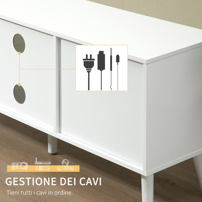 EASYCOMFORT  Mobile TV Fino a 50" con 2 Cassetti Removibili e 2 Ripiani Aperti, 110x29x46.5cm, Bianco e Grigio