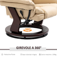 EASYCOMFORT  Set Poltrona Relax e Pouf Poggiapiedi, Girevole a 360° e Reclinabile, Similpelle PU