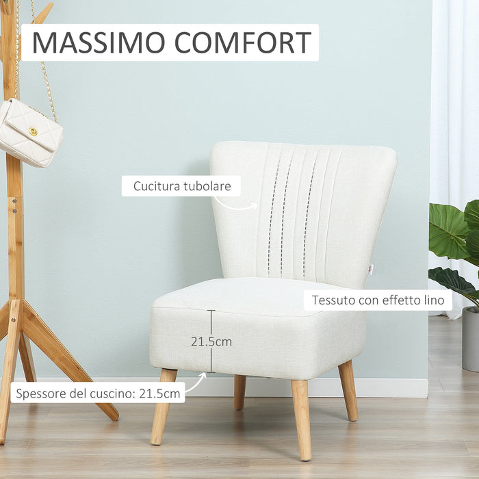 Poltrona Imbottita 59x62x83 cm in Tessuto Bianco