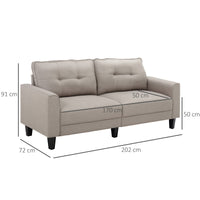 EASYCOMFORT  Divano 2 Posti Moderno Imbottito con Rivestimento in Tessuto con Braccioli, 202x72x91cm, Beige