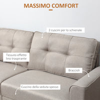 EASYCOMFORT  Divano 2 Posti Moderno Imbottito con Rivestimento in Tessuto con Braccioli, 202x72x91cm, Beige