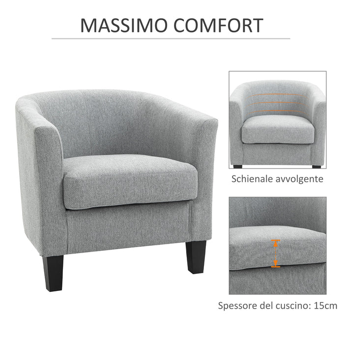 EASYCOMFORT  Poltrona Moderna Imbottita con Seduta Profonda - Grigio