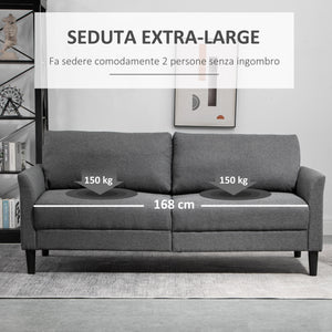 EASYCOMFORT  Divano a 2 Posti Moderno in Tessuto Effetto Lino con Braccioli Imbottiti 191x79x87cm Grigio