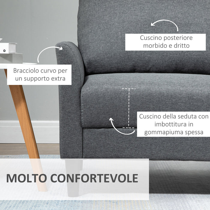 EASYCOMFORT  Divano a 2 Posti Moderno in Tessuto Effetto Lino con Braccioli Imbottiti 191x79x87cm Grigio