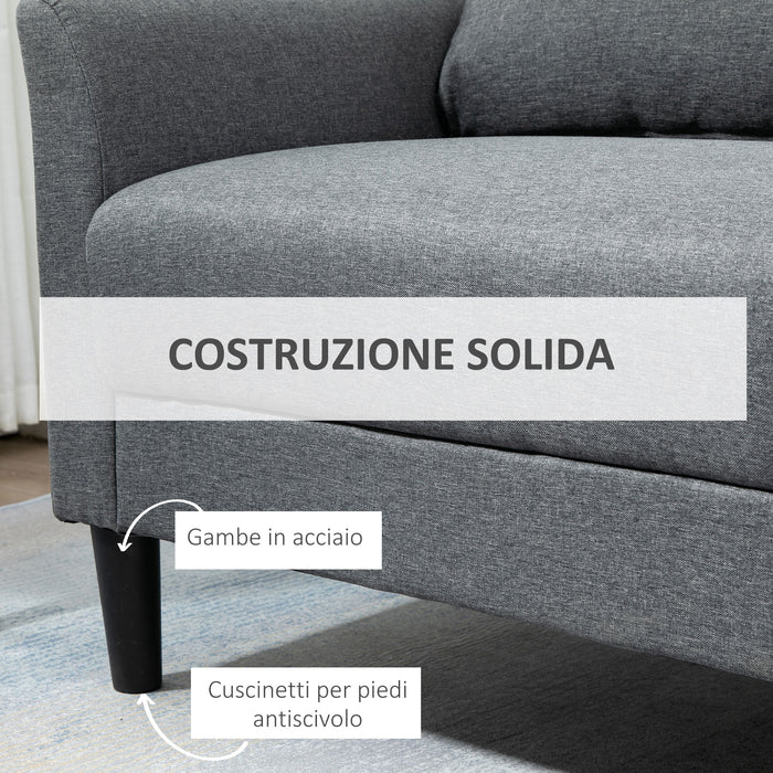 EASYCOMFORT  Divano a 2 Posti Moderno in Tessuto Effetto Lino con Braccioli Imbottiti 191x79x87cm Grigio