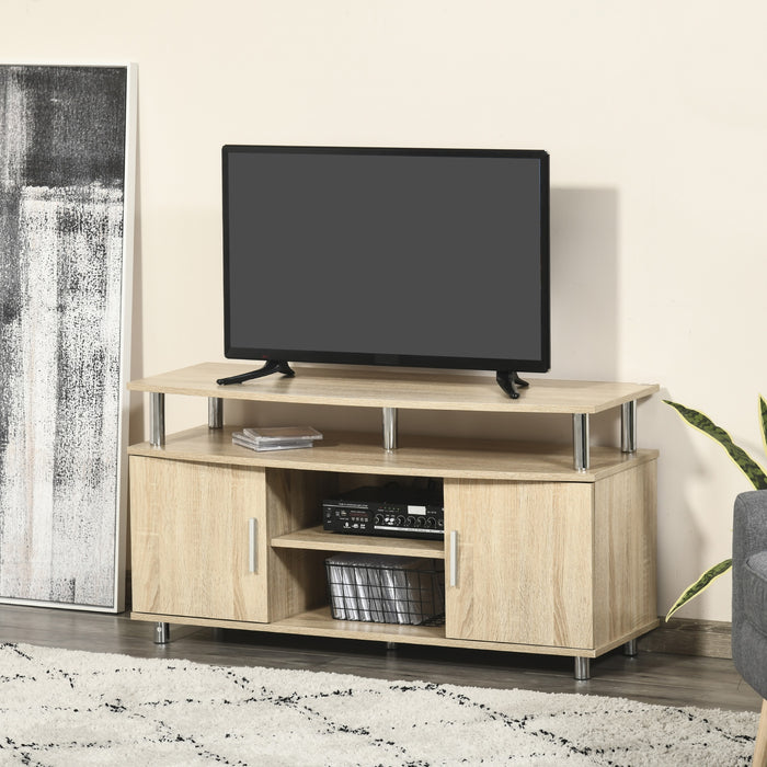 EASYCOMFORT  Mobile TV Moderno con 2 Ripiani, Fori Passacavi e 2 Armadietti in MDF 105x40x55cm - Rovere