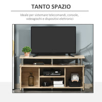 EASYCOMFORT  Mobile TV Moderno con 2 Ripiani, Fori Passacavi e 2 Armadietti in MDF 105x40x55cm - Rovere