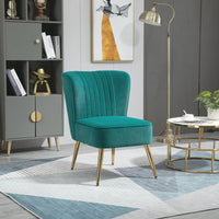 EASYCOMFORT  Poltrona Moderna in Stile Scandinavo Imbottita e Rivestita in Tessuto Vellutato, 56x65.5x82.5cm - Verde