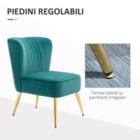 EASYCOMFORT  Poltrona Moderna in Stile Scandinavo Imbottita e Rivestita in Tessuto Vellutato, 56x65.5x82.5cm - Verde