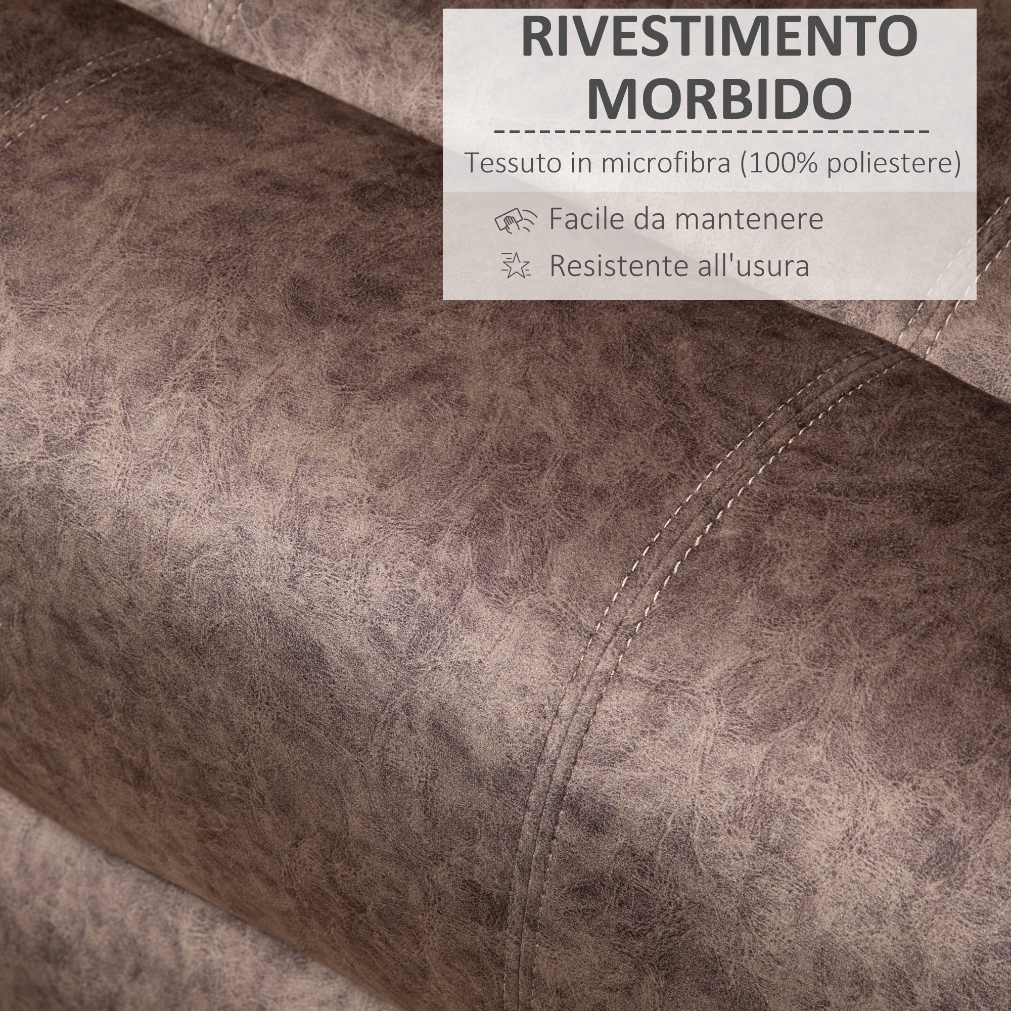 EASYCOMFORT  Poltrona Relax Reclinabile Manualmente in Tessuto con Imbottitura Extra, Marrone