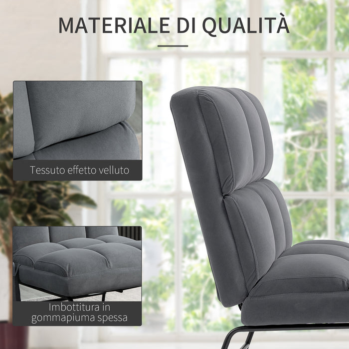 EASYCOMFORT  Poltrona Relax con Poggiapiedi per Interni, Set 2 Pezzi in Effetto Velluto e Metallo, Grigia