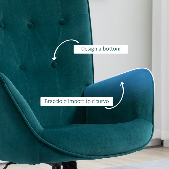 EASYCOMFORT  Poltrona per Ufficio e Salotto in Velluto, Girevole con Braccioli e Altezza Regolabile, Blu