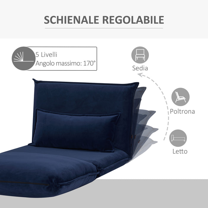 EasyComfort Sedia da Pavimento con Schienale Regolabile in 5 Posizioni e Seduta Imbottita, in Acciaio e Poliestere, Blu scuro