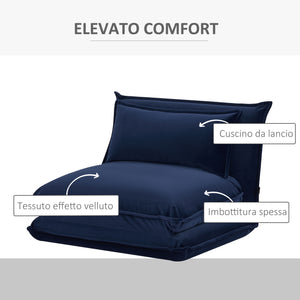 EasyComfort Sedia da Pavimento con Schienale Regolabile in 5 Posizioni e Seduta Imbottita, in Acciaio e Poliestere, Blu scuro