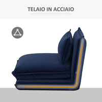 EasyComfort Sedia da Pavimento con Schienale Regolabile in 5 Posizioni e Seduta Imbottita, in Acciaio e Poliestere, Blu scuro