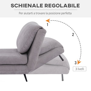 EASYCOMFORT  Poltrona Letto 2 in 1 Singola, Schienale Regolabile su 3 Livelli e Imbottito, Struttura in Legno e Acciaio