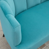 EASYCOMFORT  Divano 2 Posti in Velluto con Gambe in Metallo e Schienale a Conchiglia, 132x66x80cm, Verde