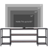 EASYCOMFORT  Mobile TV Moderno per TV fino a 65" con 6 Ripiani Aperti, in Acciaio e Truciolato, 140x40x50 cm, Marrone e Nero