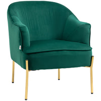 EasyComfort Poltrona da Camera da Letto in Tessuto Effetto Velluto con Gambe in Acciaio, 62x69x75 cm, Verde