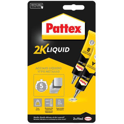 Pattex power epoxy acciaio liquido mix tubetto 2xml 11 (6 pezzi) Pattex