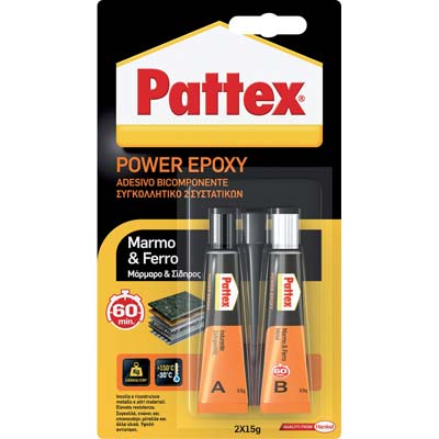 Pattex power epoxy marmo e ferro 60 min tubetto 2xml 15 (3 pezzi) Pattex