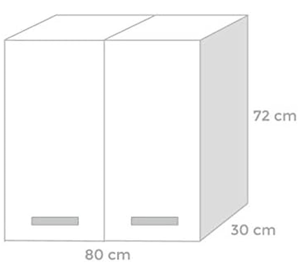 Pensile Cucina Componibile Legno Nobilitato 2 Ante 80x30x72H Bianco Frassinato