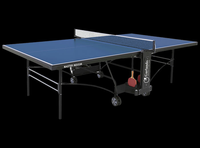 Tavolo da Pin Pong con Piano Blu e Ruote per Interno Garlando Master Indoor