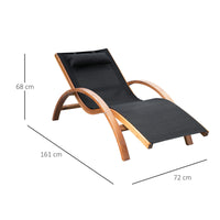 EasyComfort Lettino Prendisole Chaise Longue con Poggiatesta in Legno e Tessuto a Rete, 165x72x86cm