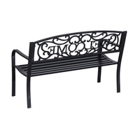 EasyComfort Panca da Giardino 2 Posti in Metallo Nero, Design Vintage, 127 x 60 x 87cm