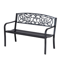 EasyComfort Panca da Giardino 2 Posti in Metallo Nero, Design Vintage, 127 x 60 x 87cm