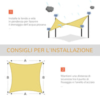 EasyComfort Vela Ombreggiante Rettangolare Tenda da Sole in Poliestere 3x4m Sabbia