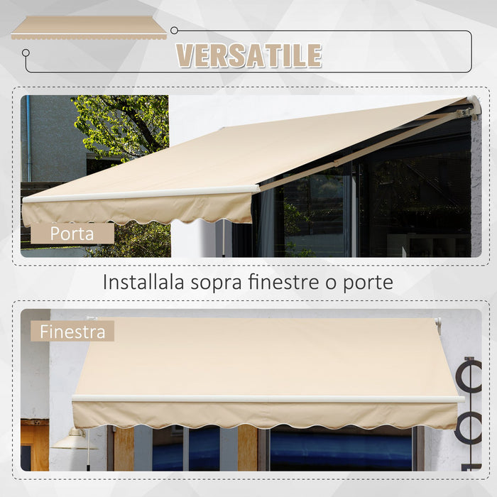 EasyComfort Tenda da Sole Avvolgibile a Caduta con Manovella, in Alluminio e Poliestere, 3x2.5m, Beige