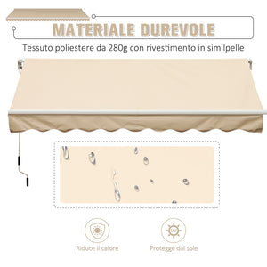 EasyComfort Tenda da Sole Avvolgibile a Caduta con Manovella, in Alluminio e Poliestere, 3x2.5m, Beige