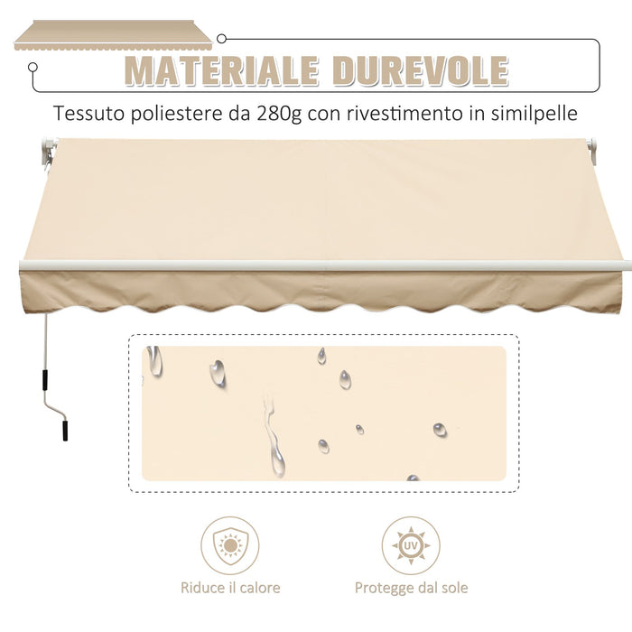 EasyComfort Tenda da Sole Avvolgibile a Caduta con Manovella, in Alluminio e Poliestere, 3x2.5m, Beige