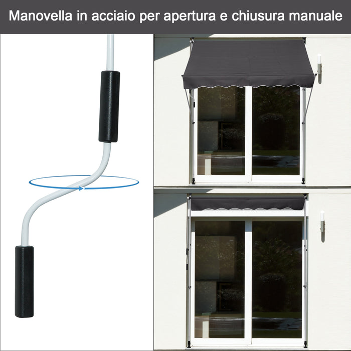 EasyComfort Tenda da Sole da Esterno 2x1.5m a Rullo con Manovella, Altezza e Angolazione Regolabile, Grigio